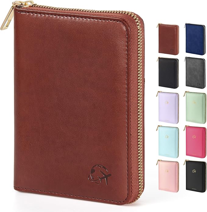 Forvencer Safe Zipper Passport Holder Cover, Passport Wallet for Travel | Sleek RFID Blocking Passport Book, Waterproof Travel Accessories for Women Men, Brown