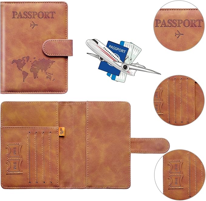 Passport Holder for Travel Women and Men RFID Passport Holder with Card Slots Holder Passport Case Passport cover Passport Wallet Travel Essentials and Accessories