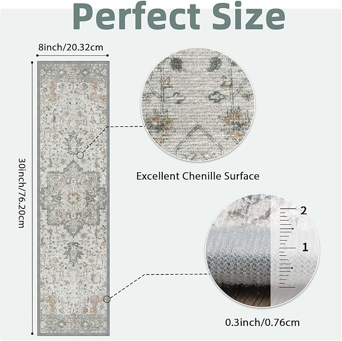 sarben 8"x30" Non Slip Stair Treads for Wooden Steps 15 Pack, Taupe | Peel and Stick Carpet Stair Runner with TPE Adhesive Backing, Carpet for Added Safety, Pet and Senior Friendly