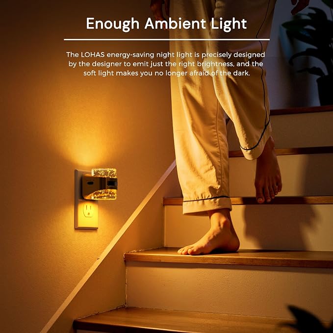 L LOHAS LED Motion Sensor Night Light,5CCT Night Lights Plug into Wall | Color Temperature Change Night-Light,Acrylic Bubble Dimmable Nightlight with Dusk to Dawn Sensor for Bathroom Hallway