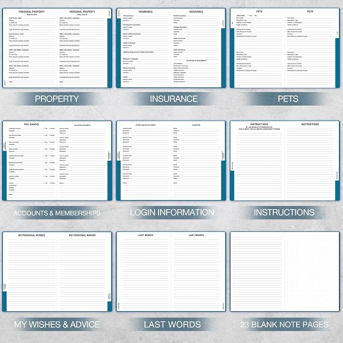 End of Life Planner - Estate Planning Organizer with Large Print | 8.5" x 6.4", Im Dead Now What Planner with Inner Pocket, Pen Loop