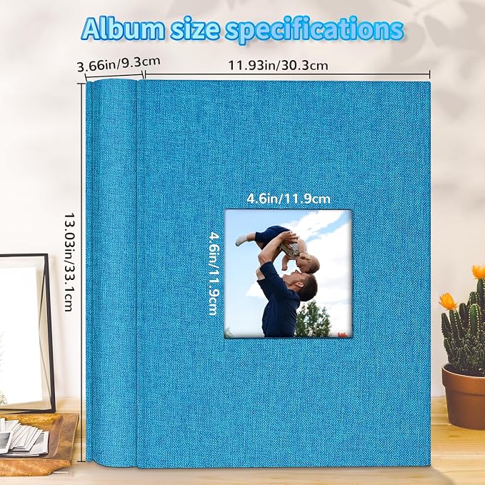 Artfeel Photo Album 4x6 with 1000 Pockets,Slip-in Picture Albums,Linen Cover Memory Book with Front Window,White Page Vertical Photo Book for Wedding,Family,Anniversare,Baby,Vacation