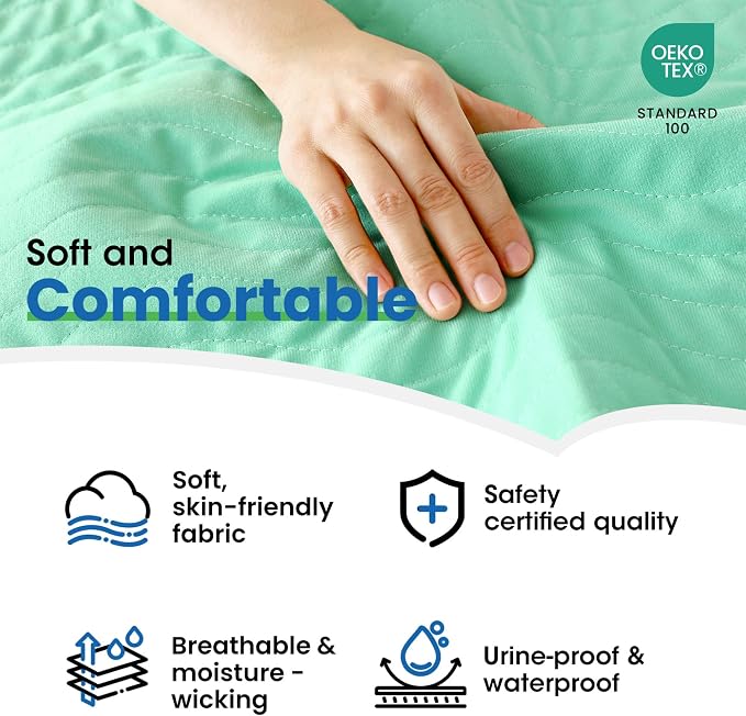 Washable Underpads,34"x36" (Pack of 4) - Heavy Absorbency Incontinence Bed Pads for Adults, Kids & Pets - Waterproof Reusable Protective Pad for Bed, Sofa, Furniture & Floor