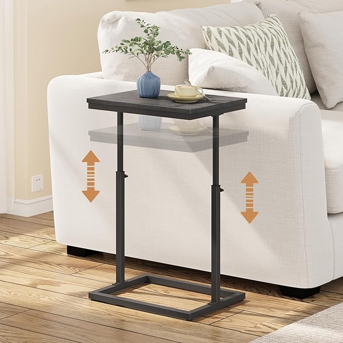 TUTOTAK End Table, Side Table, Tall Couch Table, Sofa Table | for Living Room, Bedroom, Black TB01BK083P
