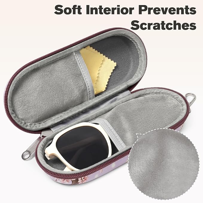 Double Eyeglasses Case, Dual Glasses Sunglasses Organizer with Zipper Closure, Eyewear Storage Box for Men Women Travel