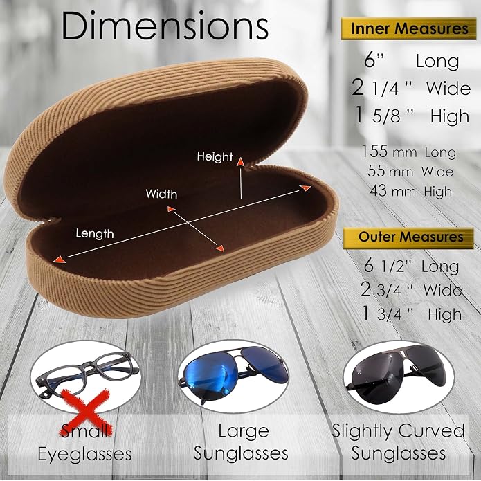 MyEyeglassCase - Large Sunglasses Case - Glasses Holder with Pouch & Cloth - Eyeglass Hard shell Medium - Extra Large frames