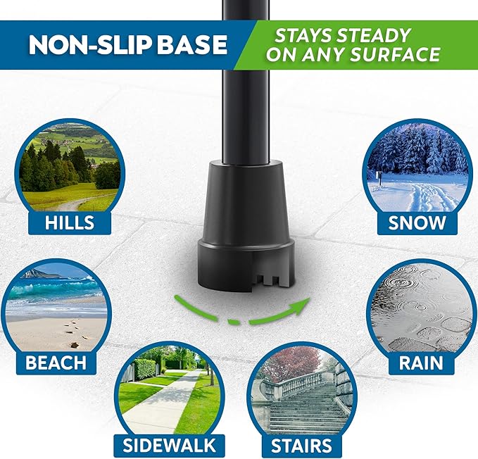 HoneyBull Walking Cane | Single Tip Canes for Men & Women, Foldable, Adjustable, Heavy Duty Up to 250 Pounds, Walking Canes for Seniors
