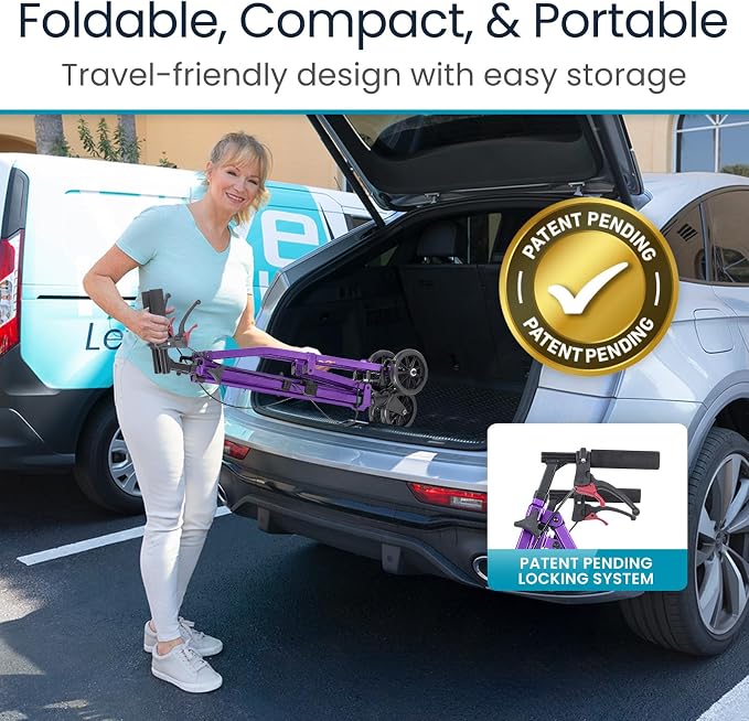 Vive Mobility Lightweight Walker for Seniors - Narrow, Folding Walker | W/Wheels for Small & Tight Spaces - Light Weight for Balance, Compact Doorways, Foldable - Portable & Collapsible for Travel