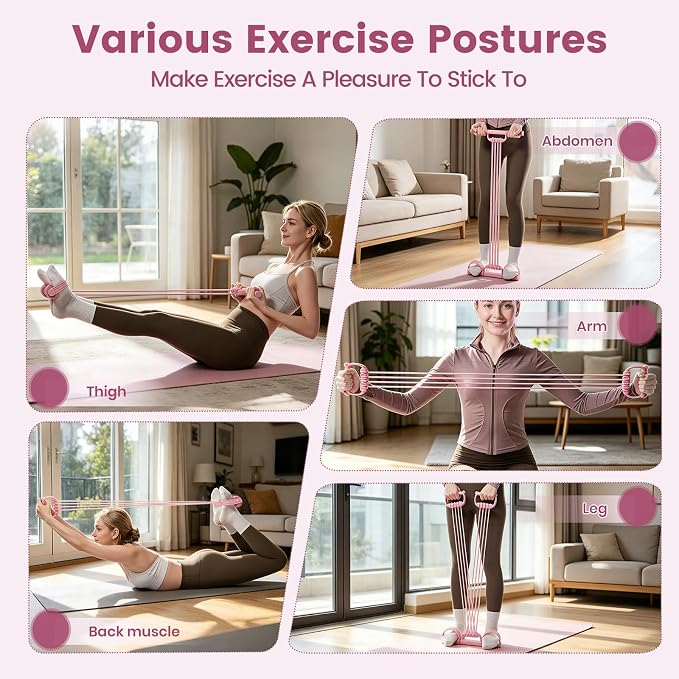 3-in-1 Adjustable Pedal Resistance Band with Handles, Natural Latex Portable Pocket Gym for Abdomen Waist Arm Leg Stretch Training, Workout Equipment for Home Office and Travel