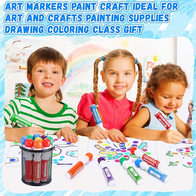 Crtiin 144 Pack Mixed Colors Set of Bingo Daubers Bingo Dabbers Dot Markers Bulk Paint Dotters Craft Ideal for Art and Crafts Painting Supplies Drawing Coloring Class Pre School Adult Gift (6 Colors)