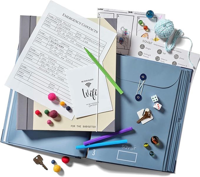 The Folio® Important Document Organizer by Savor | Binder with Guided Labels, Acid-Free File Folder Organizer with 10 Pockets, Document Holder for Home Records, Legal and Medical Papers (Blue)