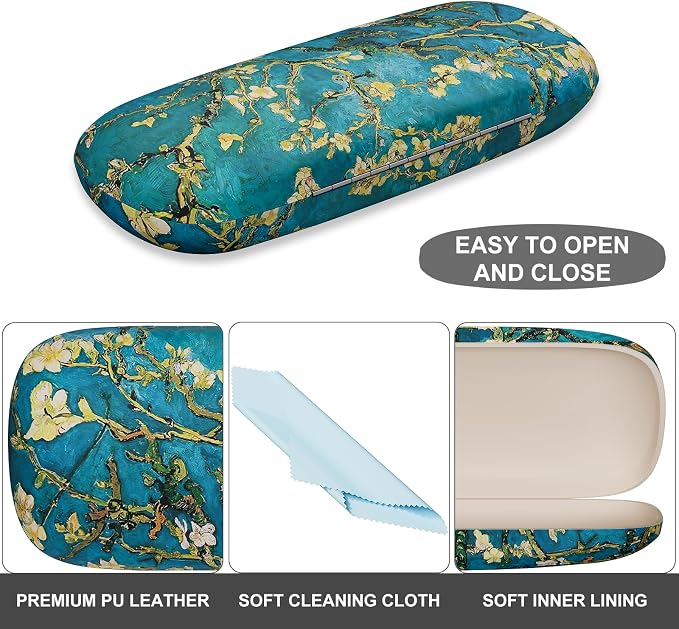 Eyeglasses Case, Portable Hard Shell Protective Case for Glasses, Eyeglass Holder Box for Women with Cleaning Cloth