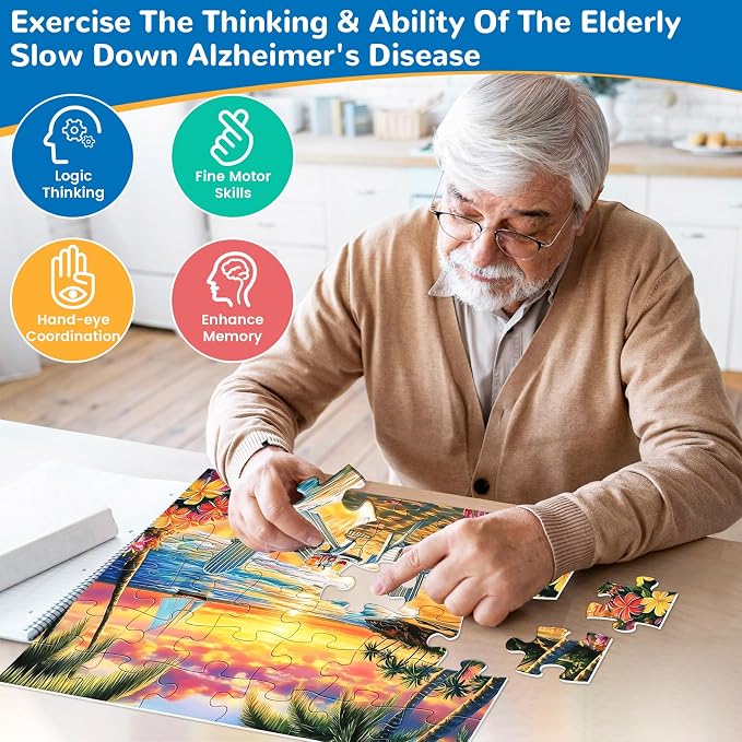 6 Packs 36 Large Piece Puzzle for Seniors,Dementia Alzheimer's Products Activities for Elderly Adults,Easy Puzzle Alzheimer’s Memory Cognitive Game Gift for Patient in Nursing Home with 6 Storage Bags