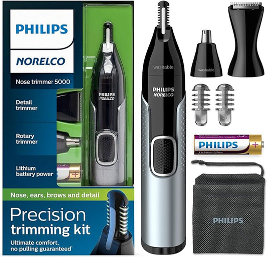 Philips Norelco Nose Trimmer 5000 for Nose, Ears, Eyebrows Trimming Kit, NT5600/42
