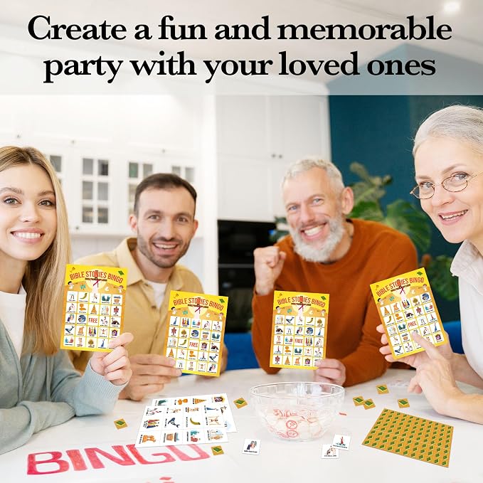 Bible Bingo Games, Bible Trivia Cards, Bible Activities, Jesus Religious Game Card, Family Open Day Supplies, Christian Games for Adults, Christmas Party Activities, 24 Bingo Sets, A010