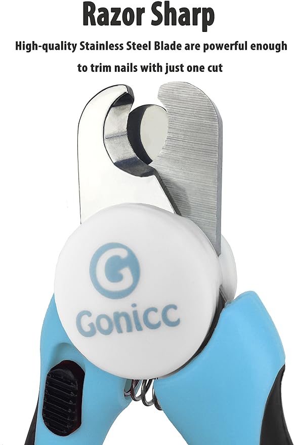 gonicc Professional Pet Nail Clippers & Trimmer for Medium Small Dogs Cats | Ergonomic non-slip grip & built-in nail file, Vet-recommended pet nail trimmer with anti-overcut safety guard.