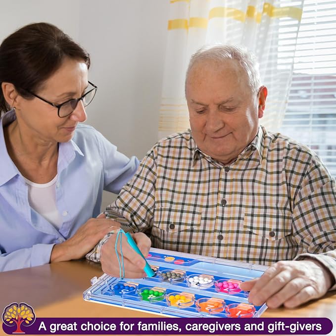 Memory Game for Senior, Dementia Activity Alzheimers Products for Elderly | Wooden Handhold Easy Magnetic Color & Number Activities for Parkinson Patients, Memory Care Cognitive Puzzle Matching Board