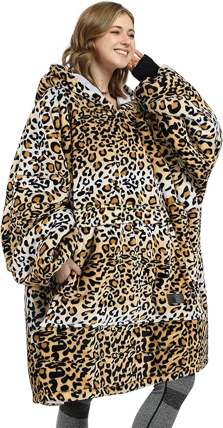 Catalonia Oversized Blanket Hoodie Sweatshirt, Wearable Sherpa Lounging Pullover for Adults Women Men