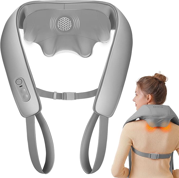 Neck and Shoulder Massager with Heat, Cordless Back and Neck Massager, Upgraded Graphene Heating, 4D Shiatsu Deep Kneading Massage for Shoulder, Back Pain Relief, Gifts for Dad Mom Friend (Gray)