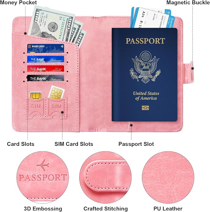 Passport Holder for Travel Essentials Wallet Cover Case Women Men Gift | Passport Holder for Travel Cruise Essentials, Passport Wallet Cover Case Women Men Travel Gifts