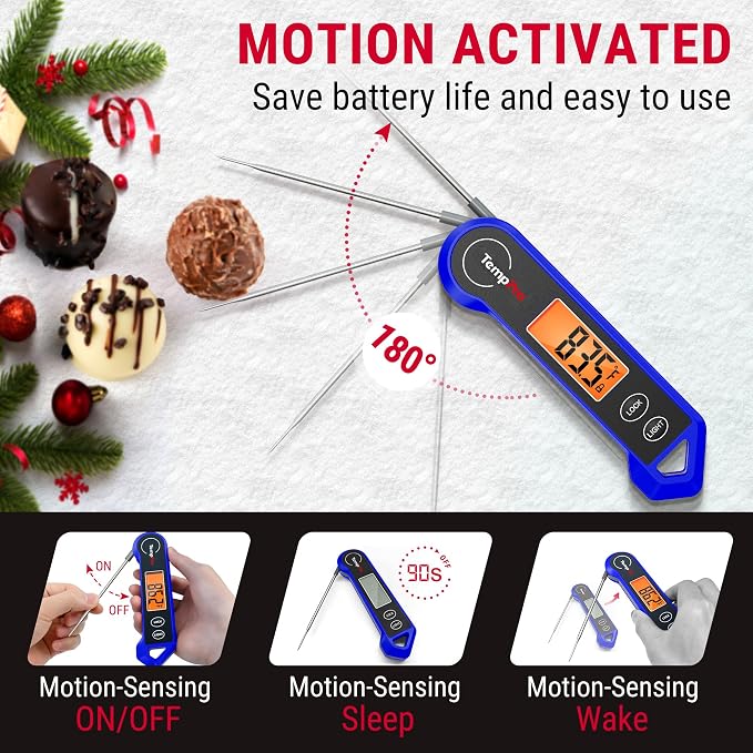TempPro TP19H 1 Sec Digital Meat Thermometer for Cooking | Instant Read Food Thermometer with Motion-Sensing Wake for BBQ Grill Oil Fry Candy, Gift for Dad Men