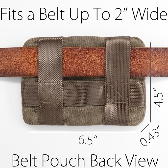 Belt Zipper Pouches for Men Women Compact EDC Pouch, YKK Zipper, Anti-theft Pickpocket Proof Safety Wallets, Waist Pack for Traveling Hiking, Water Resistant, Tough Waxed Canvas, Olive