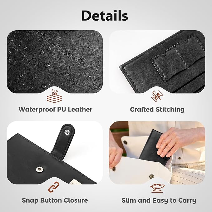 Veki Passport Holder for Travel, RFID Blocking Passport Cover, Black | Passport Wallet, RFID Blocking, PU Leather, Durable Passport Case with Card Holder, Pen Slot, Travel Essentials for Women Men