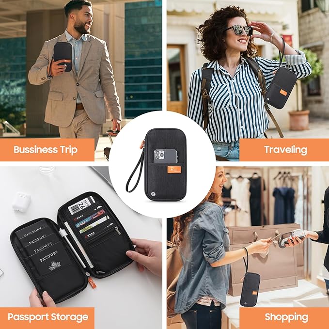 Family Passport Holder Organizer, RFID Blocking Travel Document Case, Lightweight Large Passport Cover Case Waterproof Bag Document Organizer for Women & Men