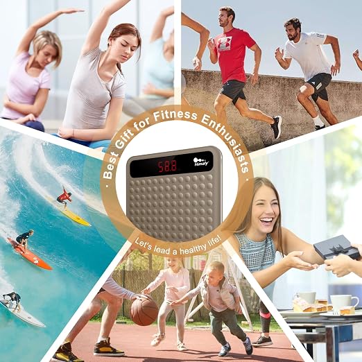 himaly Digital Body Weight Scale Bathroom Scale, Step-On Technology High Precision Measurements Scales with Large Non Slip Silicone Platform and LCD Digital Display, 400lbs/180kg Capacity, Brown