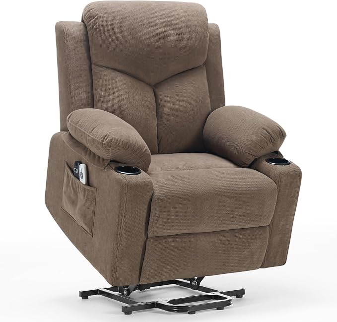 Power Lift Recliner Chair for Elderly with Massage, Electric Lift Chair with Remote, Cup Holders,USB & Type-C Ports for Living Room, L9913 (Coffee)
