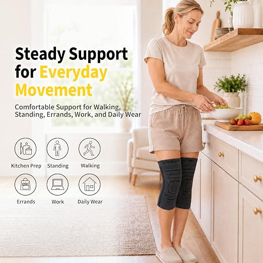 CAMBIVO 2 Pack Knee Brace for Women & Men, Latex Free & Silicone Free Compression Knee Sleeves with Side Stabilizers, Lightweight Knee Support for Arthritis, Meniscus, Walking, Running (Black, Medium)
