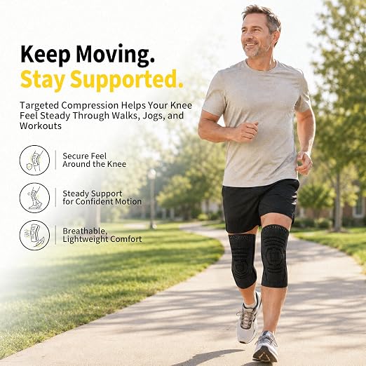 CAMBIVO 2 Pack Knee Brace for Women & Men, Latex Free & Silicone Free Compression Knee Sleeves with Side Stabilizers, Lightweight Knee Support for Arthritis, Meniscus, Walking, Running (Black, Small)