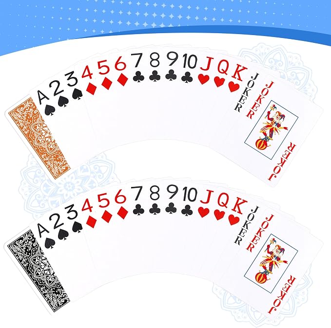 Playing Cards, Deck of Cards, Poker Cards, Jumbo Poker Size Large Print Playing Cards for Adults Seniors, Card Games for Family Game Night Table Games Magic Casino Theme Party (Black and Orange)