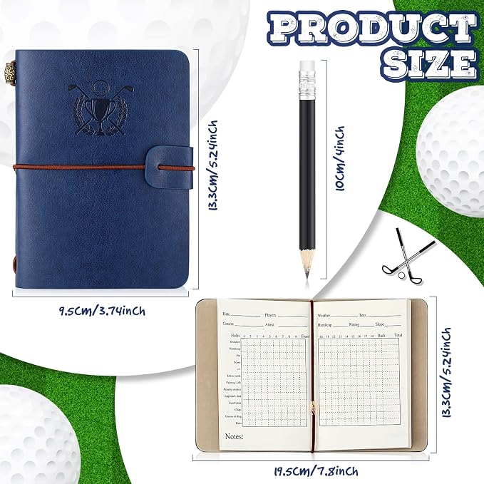 Yexiya Golf Scorecard Book with Pencil, Leather Golf Journal Scorecard Holder Accessories Notebook Log Pocket Score Cart Book Gift for Men Golfers, Sports and Outdoor Club Accessories