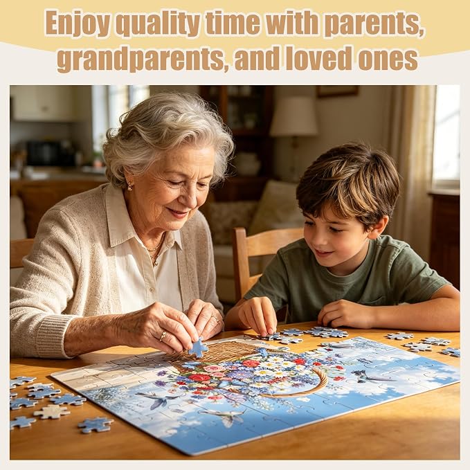 50-Piece Large Piece Puzzles for Seniors, 6 Pack Gift Box Set | Dementia & Alzheimer’s Puzzle Activity for Elderly Adults, Memory Care Game,Family Play, Caregiver Friendly (Vegetable)