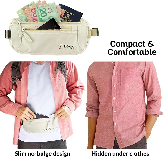 RFID Blocking Money Belt for Travel – Ultra Comfortable Hidden Travel Wallet, Lightweight & Water-Resistant with Adjustable Strap – Secure Cash & Passport Holder for International Trips & Theme Parks