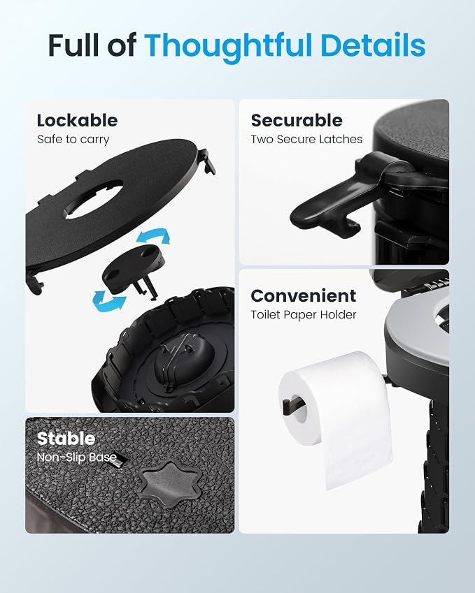 Upgrade Retractable Portable Toilet Travel Toilet Adjustable Height Camping Toilet Portable Potty for Adults Kids, Foldable Portable Toilet for Camping/Car