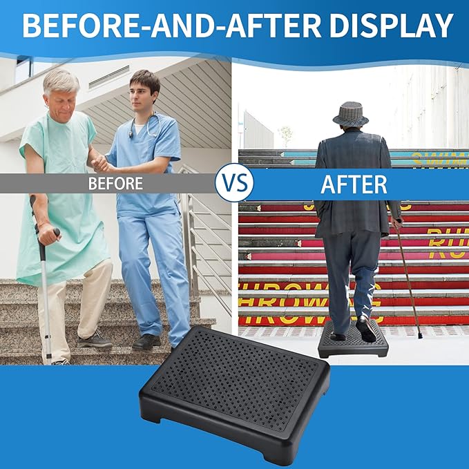 Stepping Stool for Adults & Seniors,Heavy Duty Portable One Step Stool Anti Slip Mobility Daily Aids Indoor/Outdoor Wide Safety Platform for Stairs/Kitchen/Bed/SUV Cars,Black