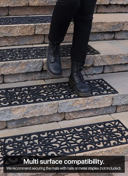 FINEHOUS Rubber Stair Treads Non-Slip Outdoor 35”x10” (5-Pack) – Anti-Slip Step Mat