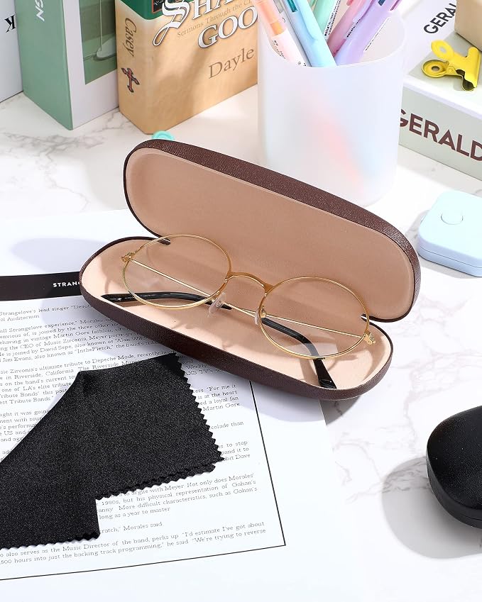 Frienda 3 Pieces Hard Shell Glasses Case Eyeglass Case Protective Sunglass Holder with Cleaning Cloth for Men Women Unisex