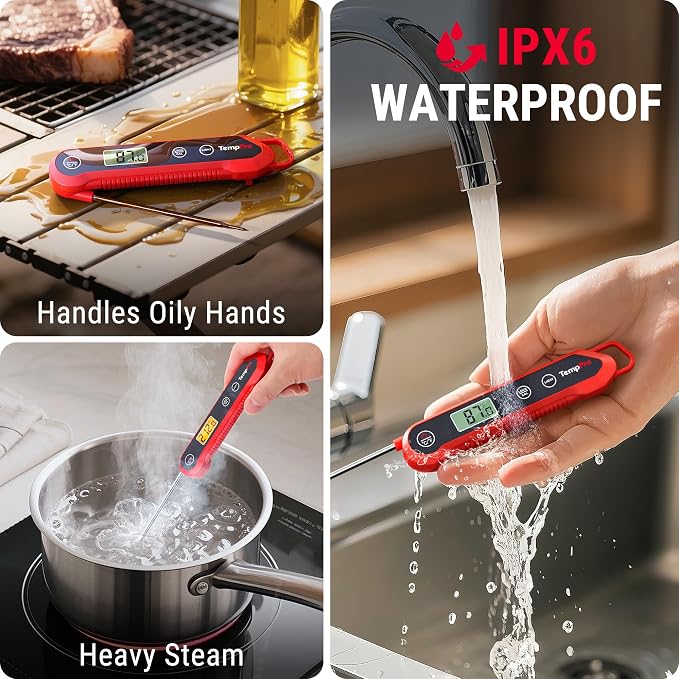 TempPro TempSwift 1 Sec Meat Thermometer Digital for Kitchen Cooking Food | 3.9 inches Long Probe, 0.9°F Accuracy, Waterproof & Backlight Food Thermometer for Cooking Oil Frying Candy Baking BBQ, Grill