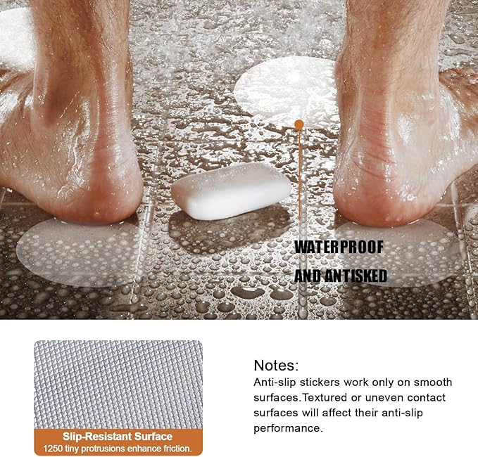 24 PCS Original Non-Slip Bathtub Stickers, Safety Bathroom Tubs Showers Treads Adhesive Decals Scraper