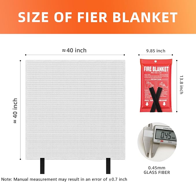 Fire Blanket 4 Pack - 40" x 40" Prepared Emergency Fire Blanket | For Home and Kitchen, RV, Grill, Fireplace, Safe & Easy for Young Adults and Elderly Living Alone | Fiberglass CE Certified