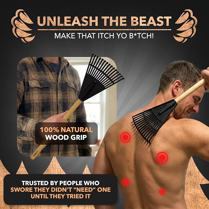 The ORIGINAL Beast Rake Back Scratcher for Men and Women - Mens Gifts Unique Backscratchers for Adults XL Rake Backscratcher Itch Relief, 15 Prongs, Wide Size Scratching Bear Claw Back Scratcher