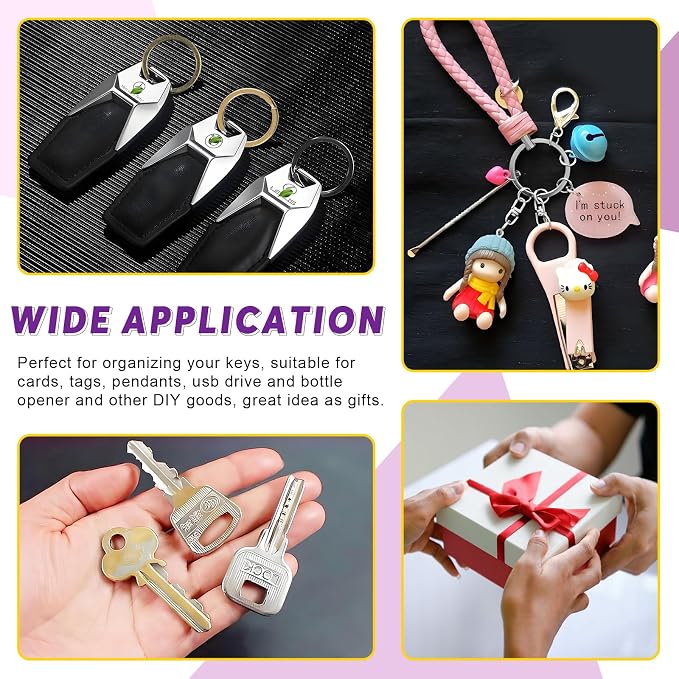Swpeet 60 Pcs Bronze Assorted Multi-Purpose Metal Keychain Rings Split Keyrings Flat O Ring for Home Car Keys Attachments Keys Pendants - 20mm, 25mm, 30mm, 35 mm, 38 mm