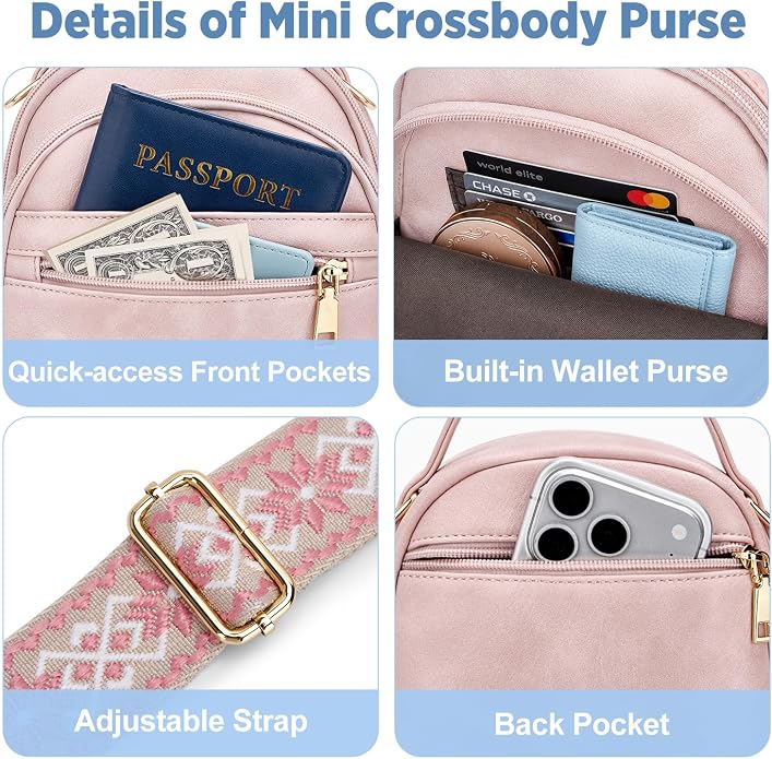 Anti Theft Crossbody Bag for Women RFID Small Purse Travel | Secure Crossbody Phone Purse with Handle, 5 RFID Slots, 7-Pocket Fits 7.9" Tablet, Adjustable Strap, Hands-Free Everyday