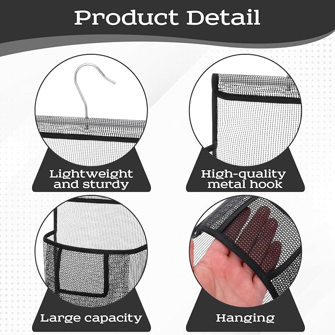 Mesh Shower Caddy Hanging, PVC Bathroom Storage Bag with Hooks for College Dorm, Gym, Swimming, RV and Travel