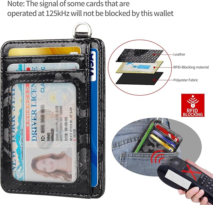 Slim Minimalist Front Pocket Wallet, RFID Blocking Credit Card Holder Wallet with Detachable D-Shackle for Men Women