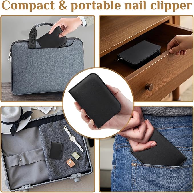 MINKINH Manicure Set Professional Nail Clipper Kit-26 Pieces for Men, Black | Stainless Steel Manicure Kit, Nail Care Tools with Luxurious Travel Case Nail Grooming Kit Gift for Husband Boyfriend Parent