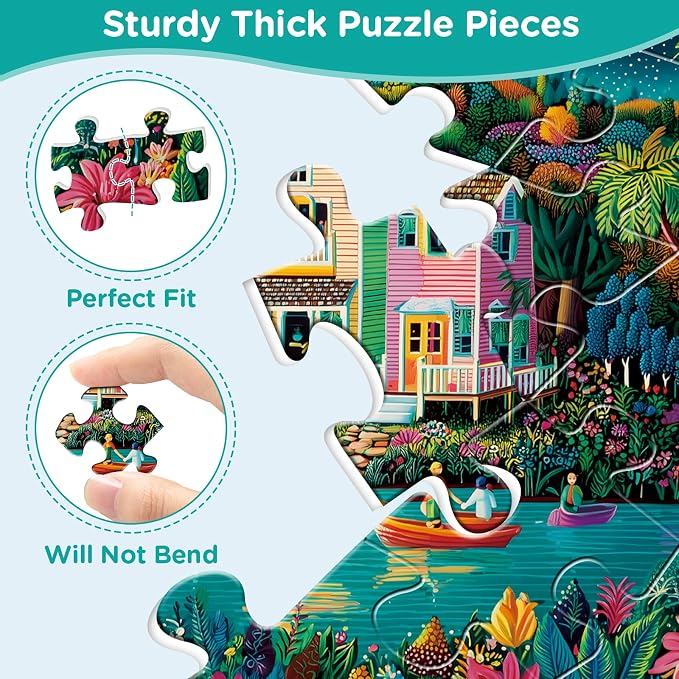 500 Piece Puzzles for Adults,Mountains Lake Cottage Jigsaw Puzzles | Nature Puzzle 500 Pieces for Teens Adults Seniors, Forest Valley Puzzle for Adults, Summer Vacation Puzzle Game Toy Gift